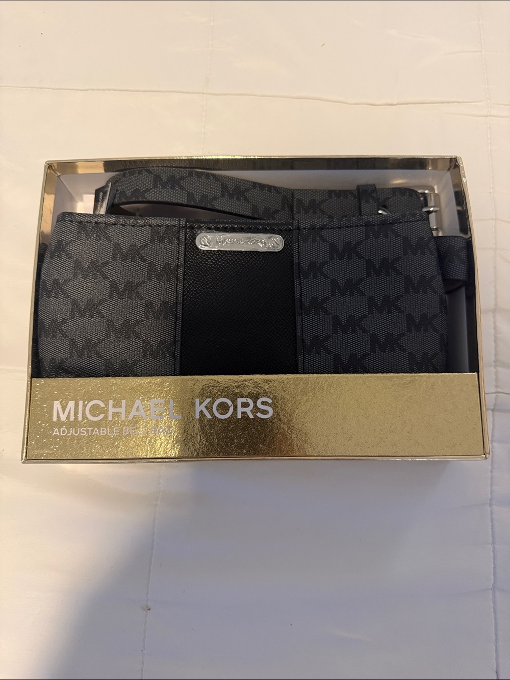 Michael Kors Men’s Gray and Black MK Logo Belt Bag